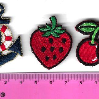 Iron on patch set/ anchor, strawberry & Cherry